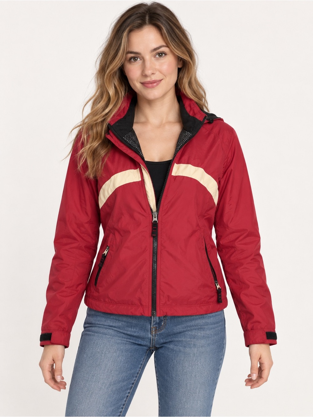 Vintage GAP Women’s XS Red Colorblock Hooded Windbreaker Jacket